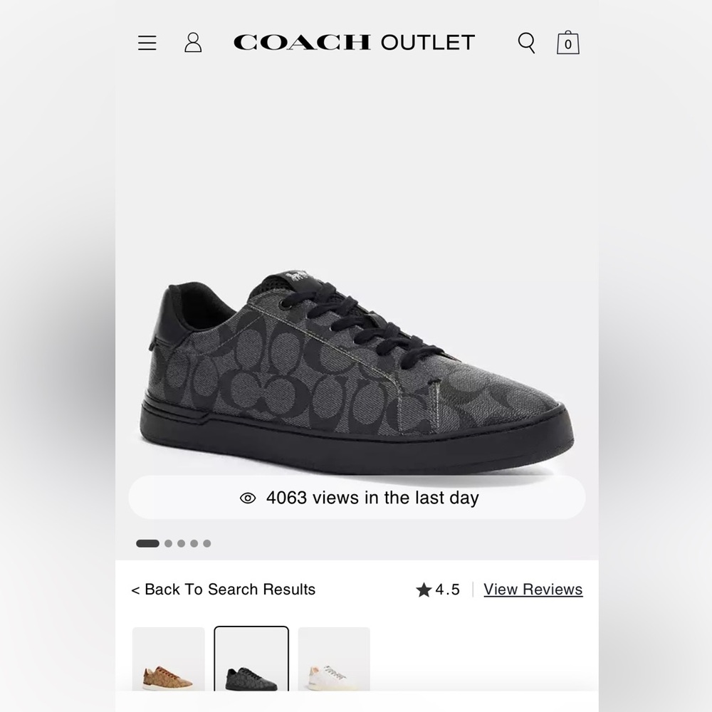 Authentic COACH Men’s Clip Low Top Sneakers in Black Size 9.5 US